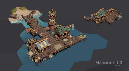 Siedler 8 Concept Art: Ausgebauter Hafen